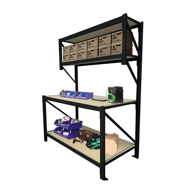 workbench with upper shelf 3 black